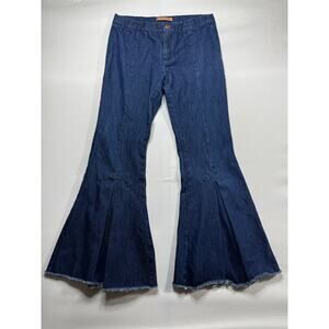 Maggie Marilyn Women's Super Flare Raw Hem Blue Denim Jeans - Size 10 (30x30.5)